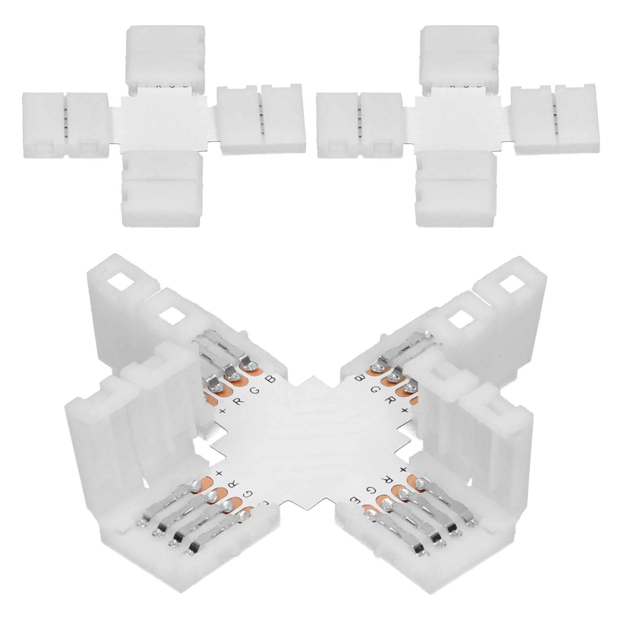 4 Connecteurs + Croix Pour Bande LED RGB 5050 10 Mm - Pour Connecter Et Unir Les Bandes, Origine Chine, Neufs En Emballage