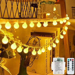 Guirlande Lumineuse Solaire Rechargeable Batterie Lumière Blanc Chaud 30  Ampoules LED 8 Modes Extérieur Intérieur Jardin Terrasse Mariage, Fête