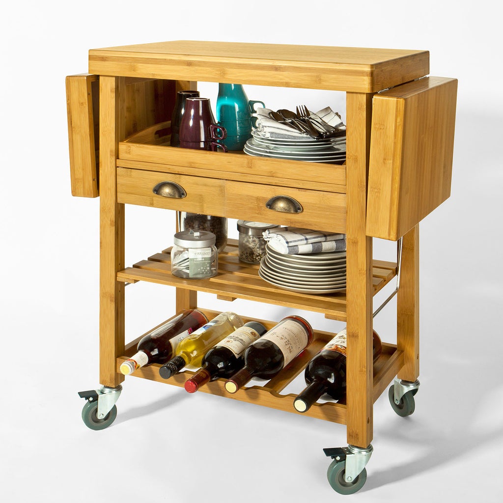 Ordena tu cocina con este práctico carrito de bambú de LIDL con estante  para vino