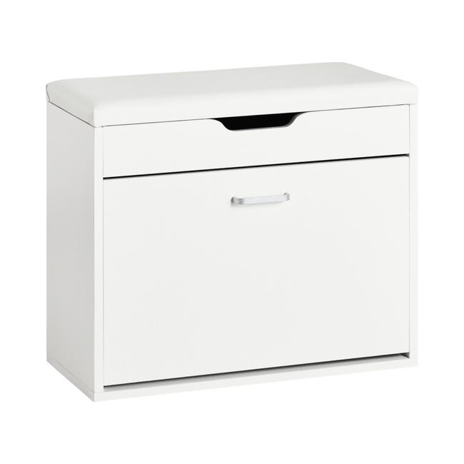 SoBuy Scarpiera Salvaspazio Bianca 60x30x50cm - Pieghevole, Con Cuscino, Portascarpe Per Corridoi - Foto 8