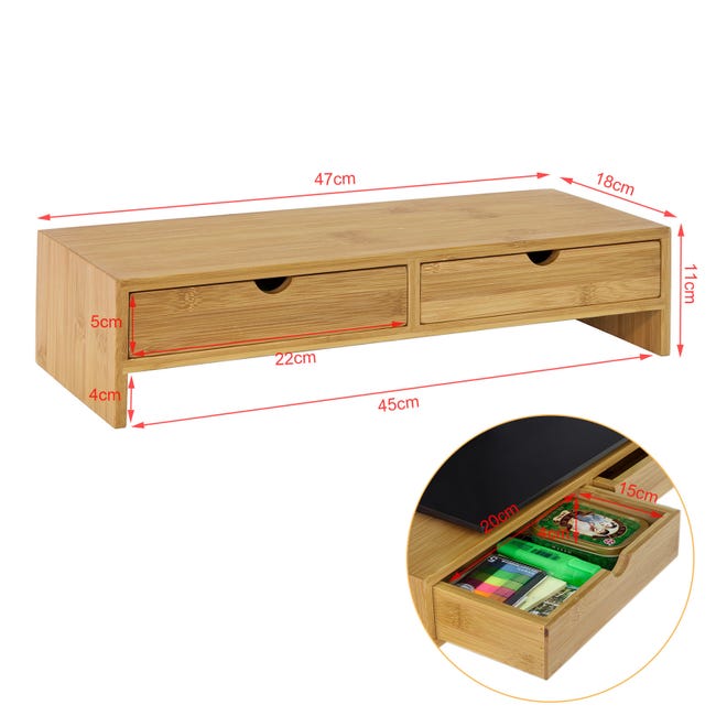 Soporte para monitor con 3 cajónes madera blanco