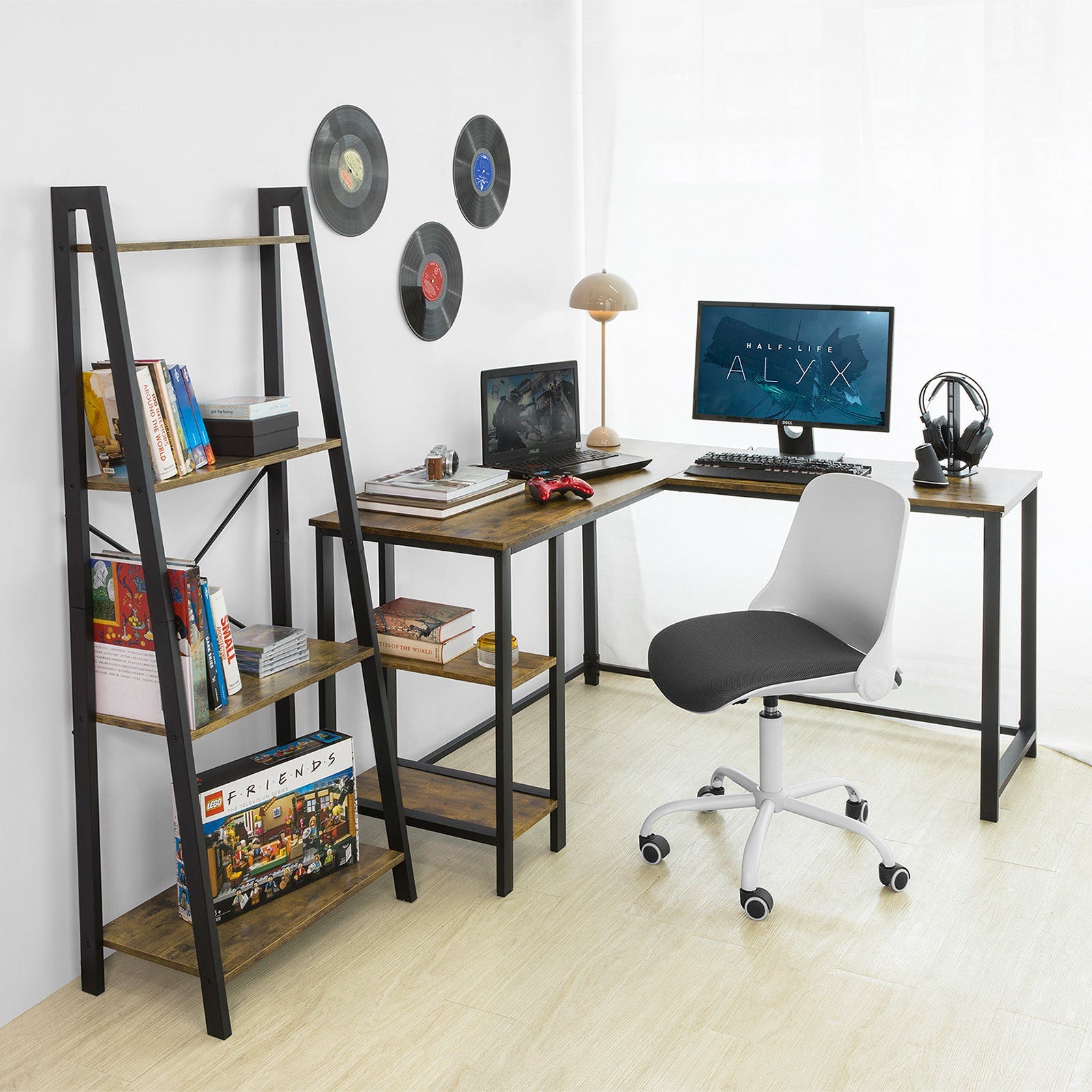 Sillas de escritorio de oficina, silla de oficina de madera, silla de  escritorio ajustable en altura con asiento tapizado, silla de computadora