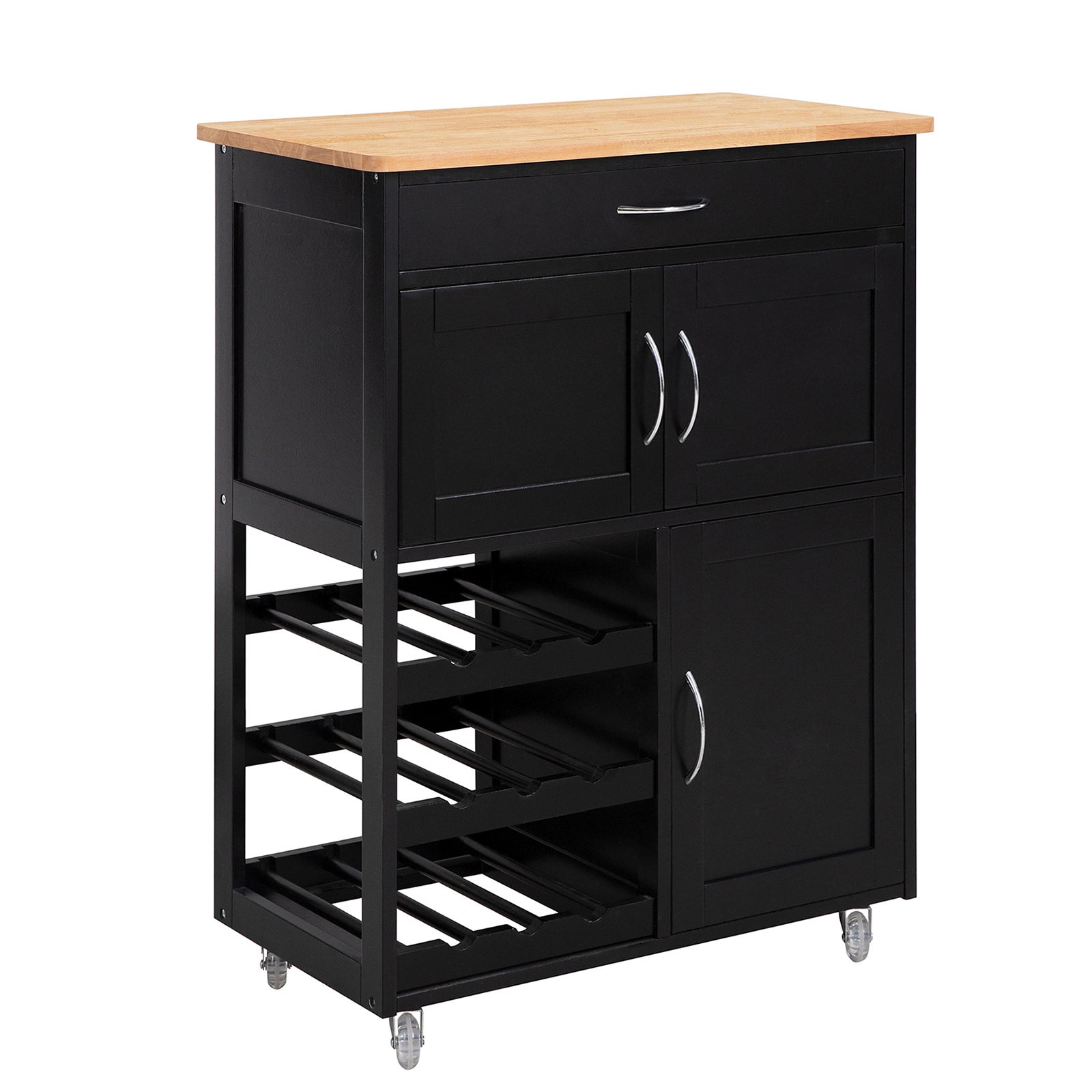 SoBuy Carrello di servizio Credenza in legno mobile cucina Nero FKW45-SCH