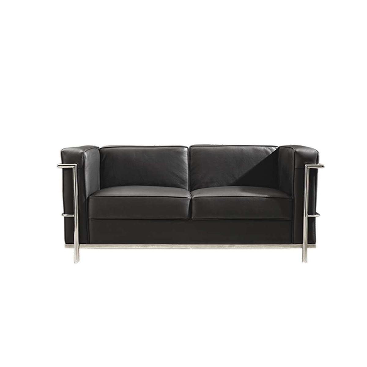 comprar sofa 2 plazas de diseño en piel negra - comprar sofas negros