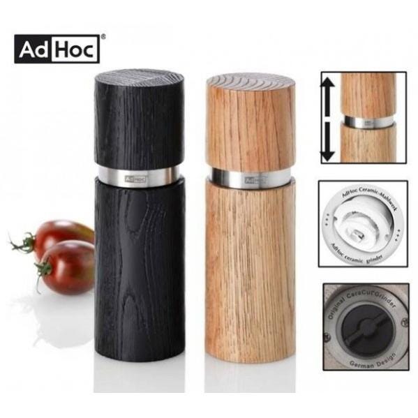 Set Macinasale E Macinapepe In Legno Di Quercia 20 Cm: Regolabili E Ricaricabili Per Spezie E Sale Grosso