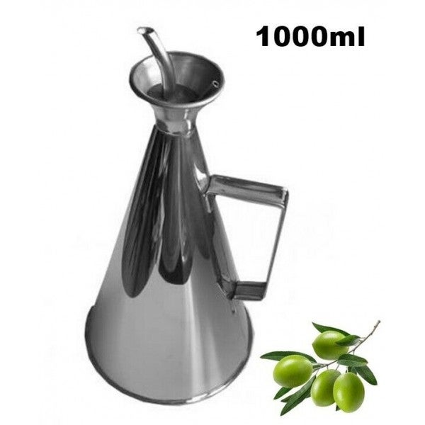 OLIERA ACETIERA DOSATORE ANTI GOCCIA IN ACCIAIO INOX 1000 ml PORTA OLIO E  ACETO