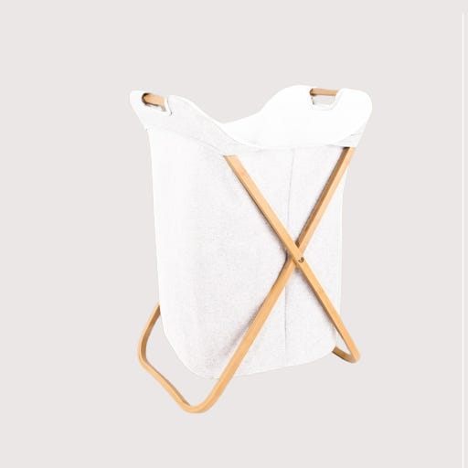  Household Essentials 6540-1 cesto para ropa sucia de lavandería  con estructura de bambú en X plegable