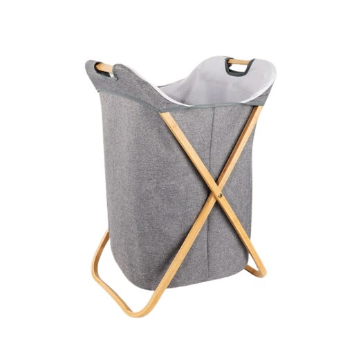 Tradineur - Cesto plegable cuadrado de bambú para ropa sucia, 1  compartimento, incluye asas, tapa y bolsa de tela extraíble y la