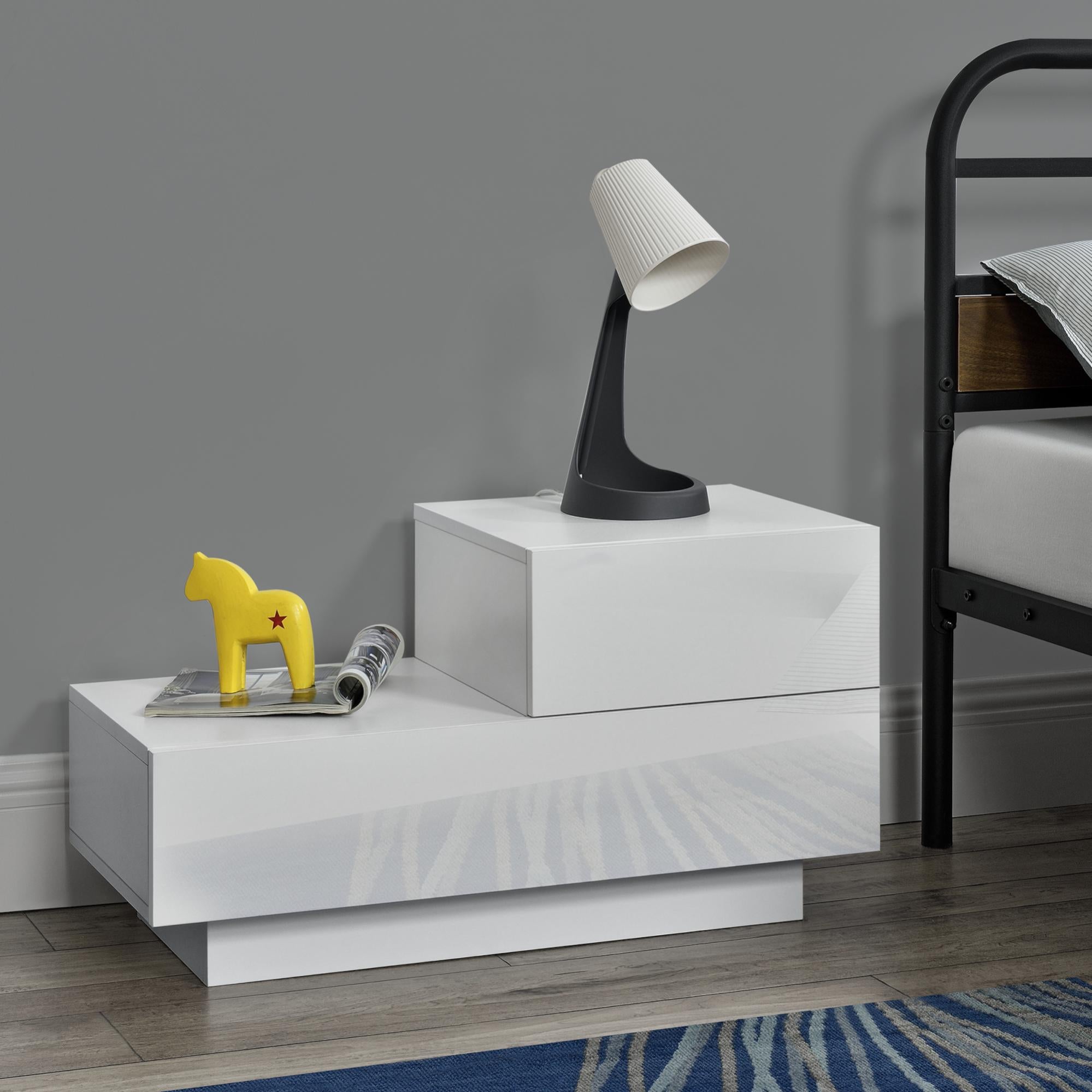 Comodino En.casa A 2 Cassetti - 38x70x35 Cm Bianco Opaco | Cassettiera Notte Per Letto Lato Sinistro - Foto 8