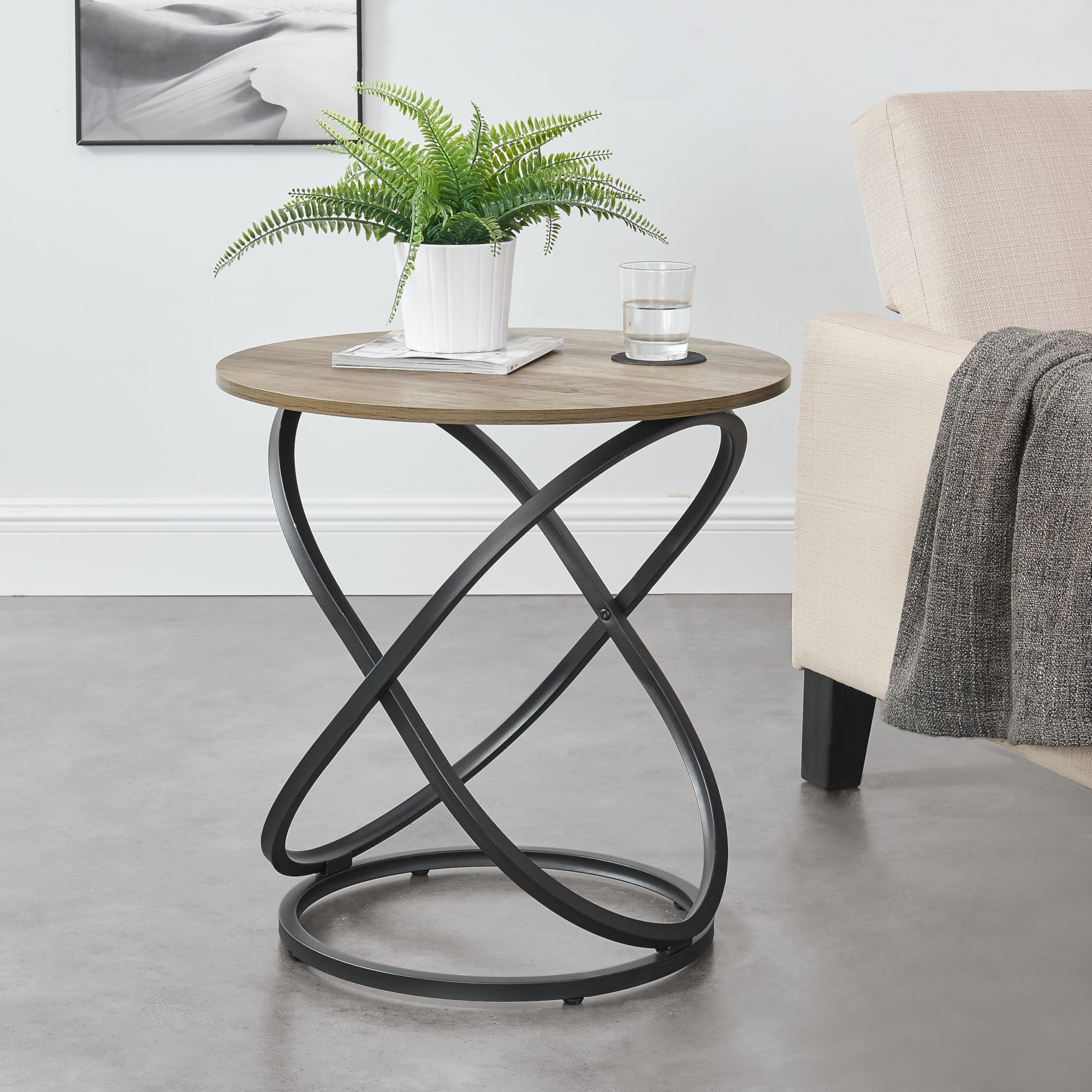 en.casa] Tavolino da Caffè con Base a Spirale 61 x 59 cm Tavolino