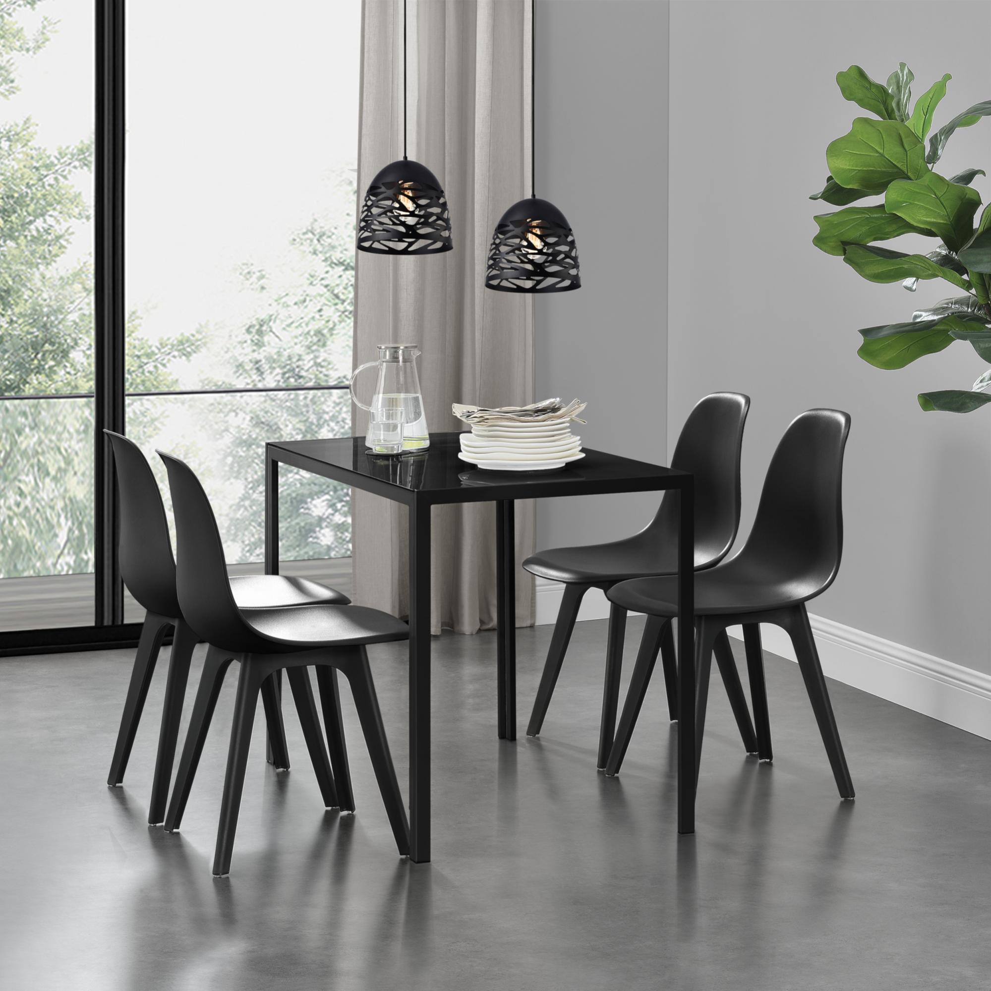 en.casa] Arredo Sala da Pranzo Set Tavolo Metallo Vetro 105 x 60 x 75