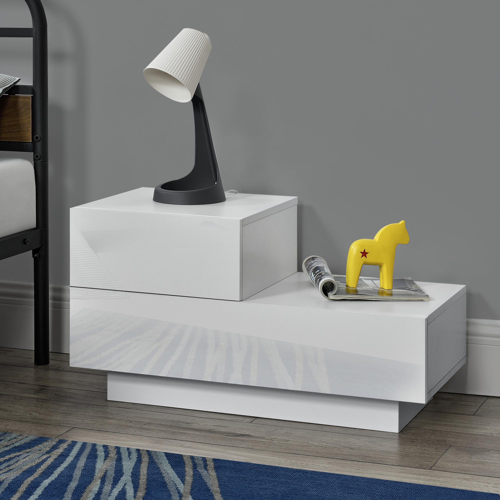 Comodino 49x35 cm bianco con vano a giorno - Bracco
