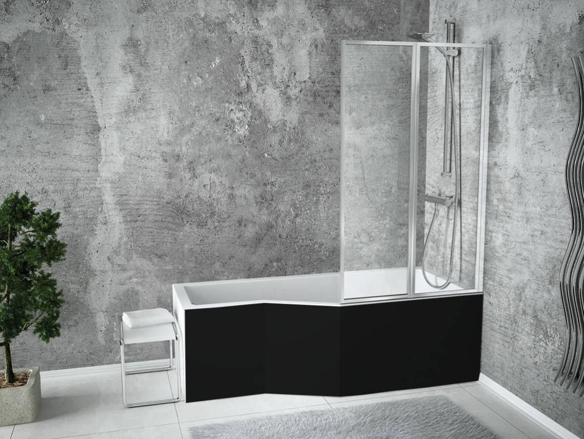 Baignoire bain douche avec pare baignoire et 2 volets - droit - avec