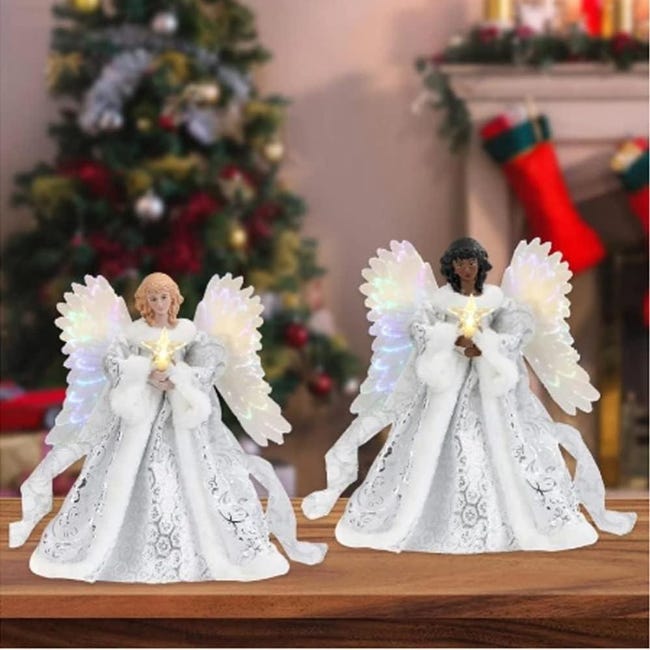 Décoration de sapin d'ange de Noël en forme d'ange délicate - Décoration de Noël  pour arbre de Noël, maison, vacances, fête du Nouvel An (acrylique)