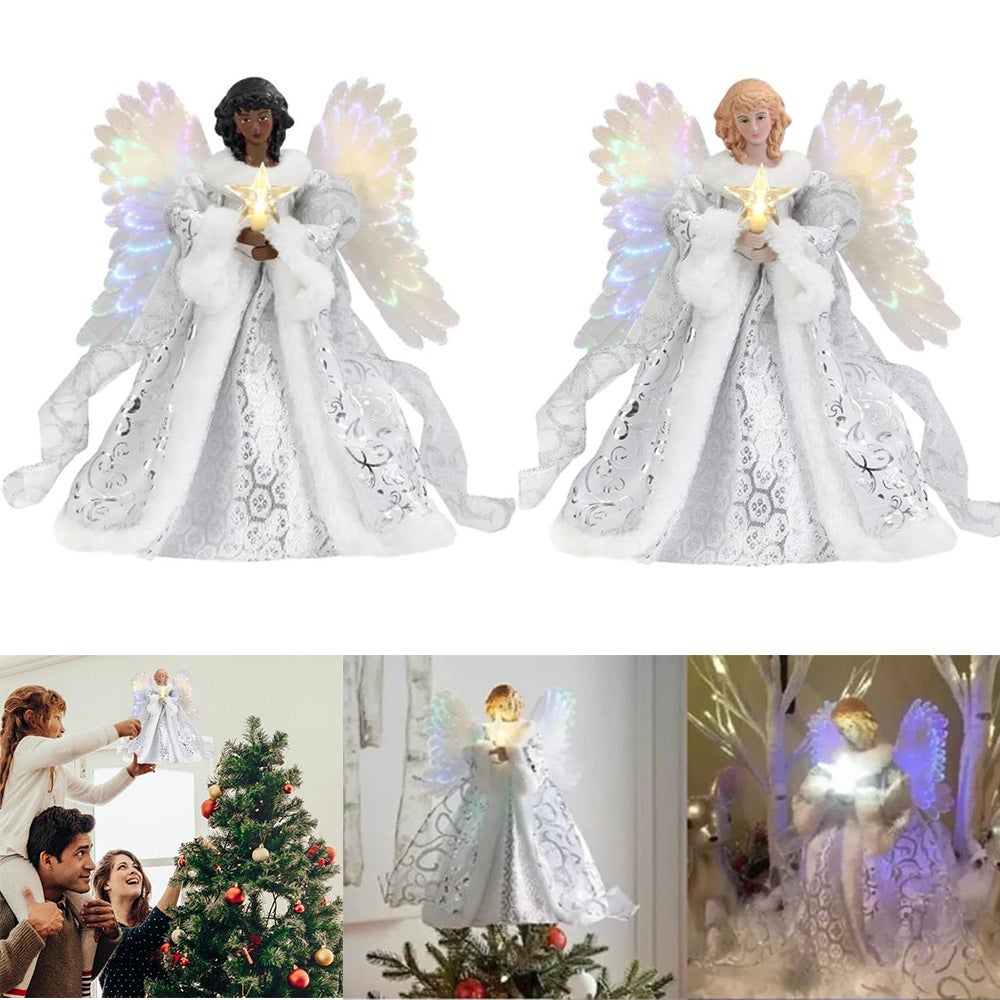 Décoration de sapin d'ange de Noël en forme d'ange délicate - Décoration de Noël  pour arbre de Noël, maison, vacances, fête du Nouvel An (acrylique)
