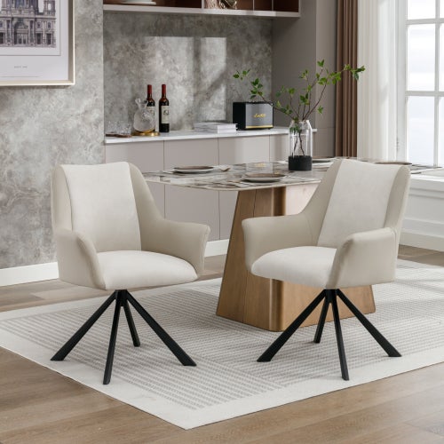 Sedia moderna per sala da pranzo e soggiorno, 2 pezzi, beige