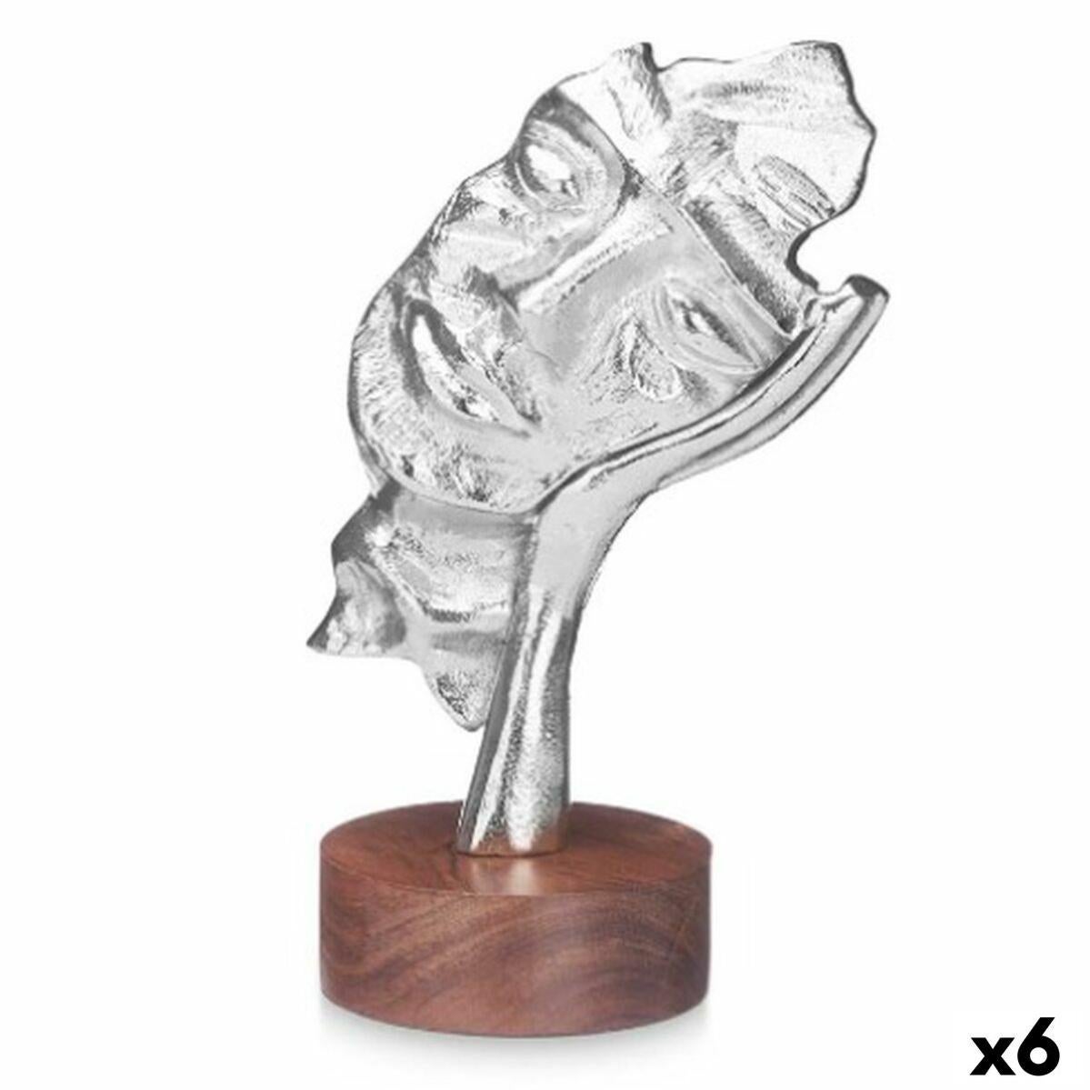 Statua Decorativa Lupo In Legno - 16x14 Cm, Colore Caffè, Per Casa, Ufficio E Feste