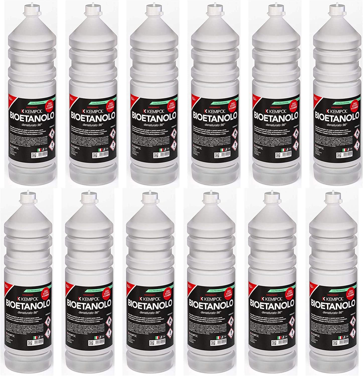 Gel Combustibile Per Camini A Bioetanolo - 3 Flaconi Da 1 Litro Con Sicurezza Bambini E Bocchettone - 4