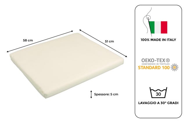 Cuscini Da Esterno In Cotone/Poliestere - Set Di 4, Ecru, 58x51 Cm, Per Salotti Rattan - Foto 4