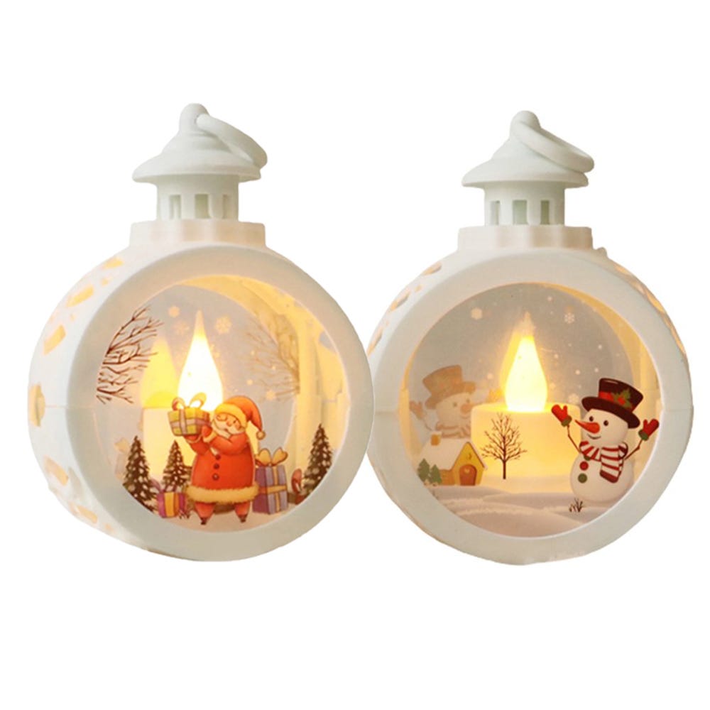 2 pièces Bougie LED circulaire suspendue, produits décoratifs de noël,  décoration de fenêtre Portable (12x8.5 cm)