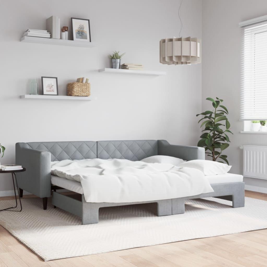 Divano Letto Estraibile VidaXL Con Cassetti Grigio Scuro 100x200cm - Tessuto E Struttura In Legno