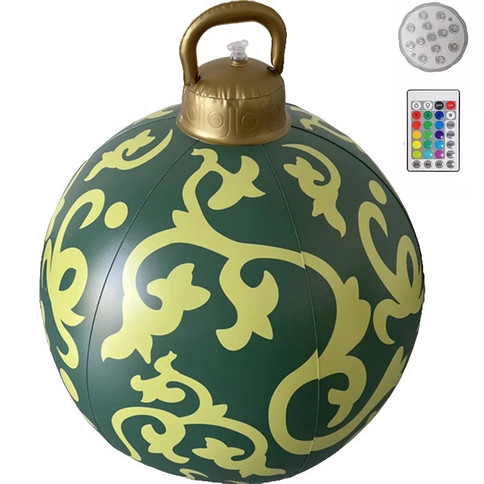 Palla natalizia gonfiabile gigante da 60 cm con luce LED e telecomando,  palla decorativa natalizia luminosa per esterni - verde