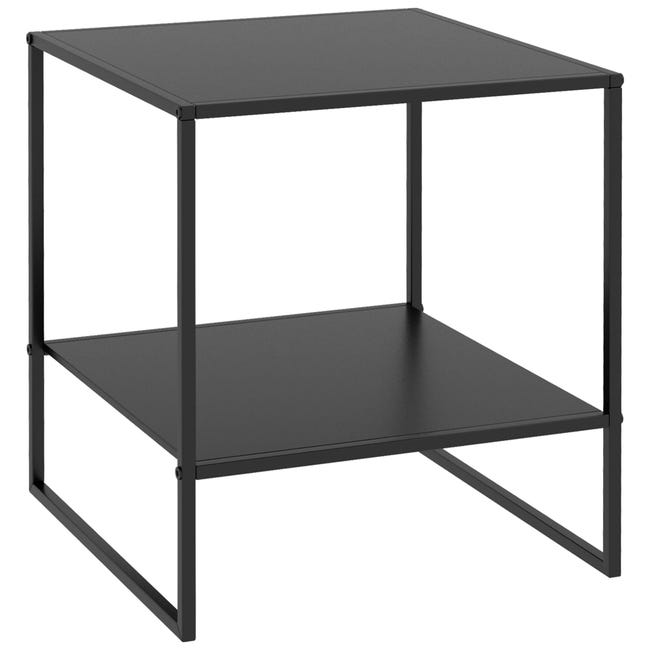 HOMCOM Comodino Moderno a C per Casa e Ufficio con 2 Ripiani Aperti Nero HOMCOM Comodino Moderno a C per Casa e Ufficio con 2 Ripiani Aperti Nero