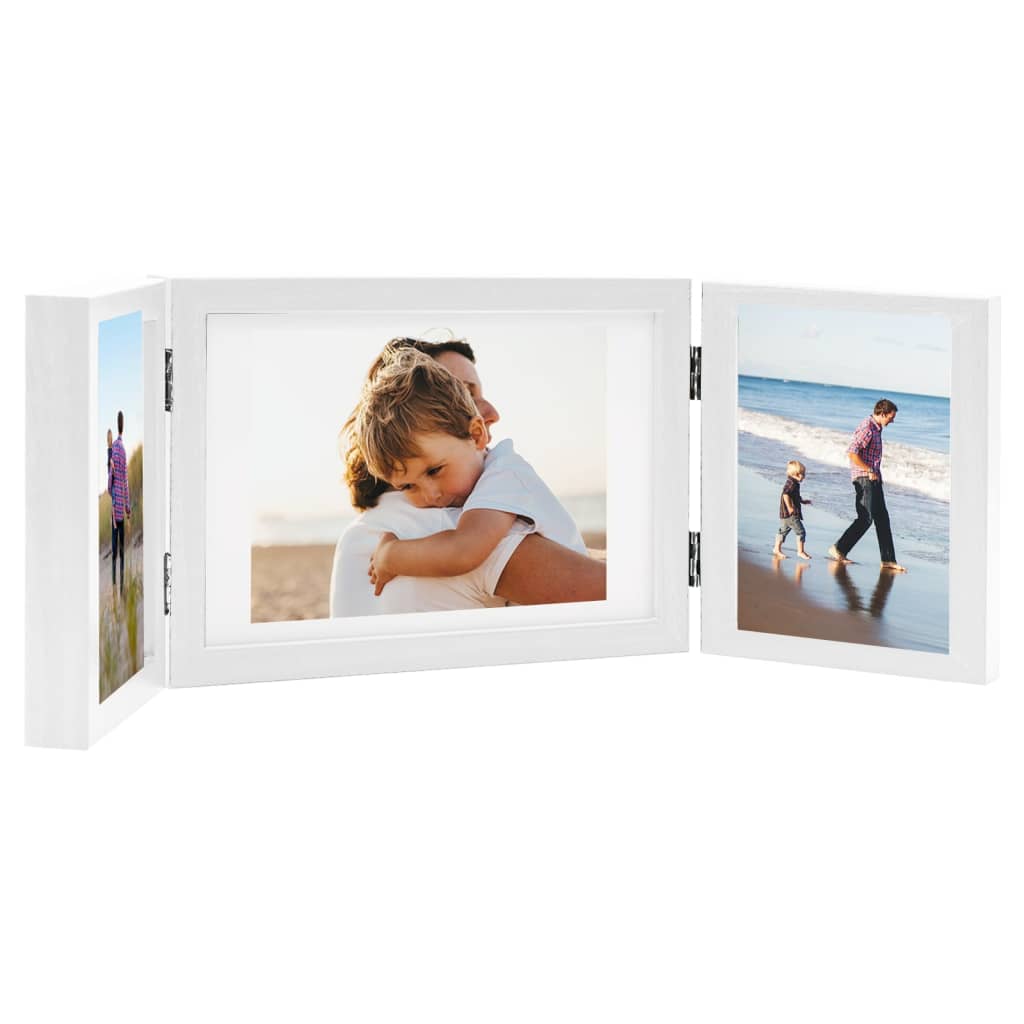 Maison Exclusive - Cornici Portafoto a Libro Bianche 28x18 cm+2x(13x18 cm)