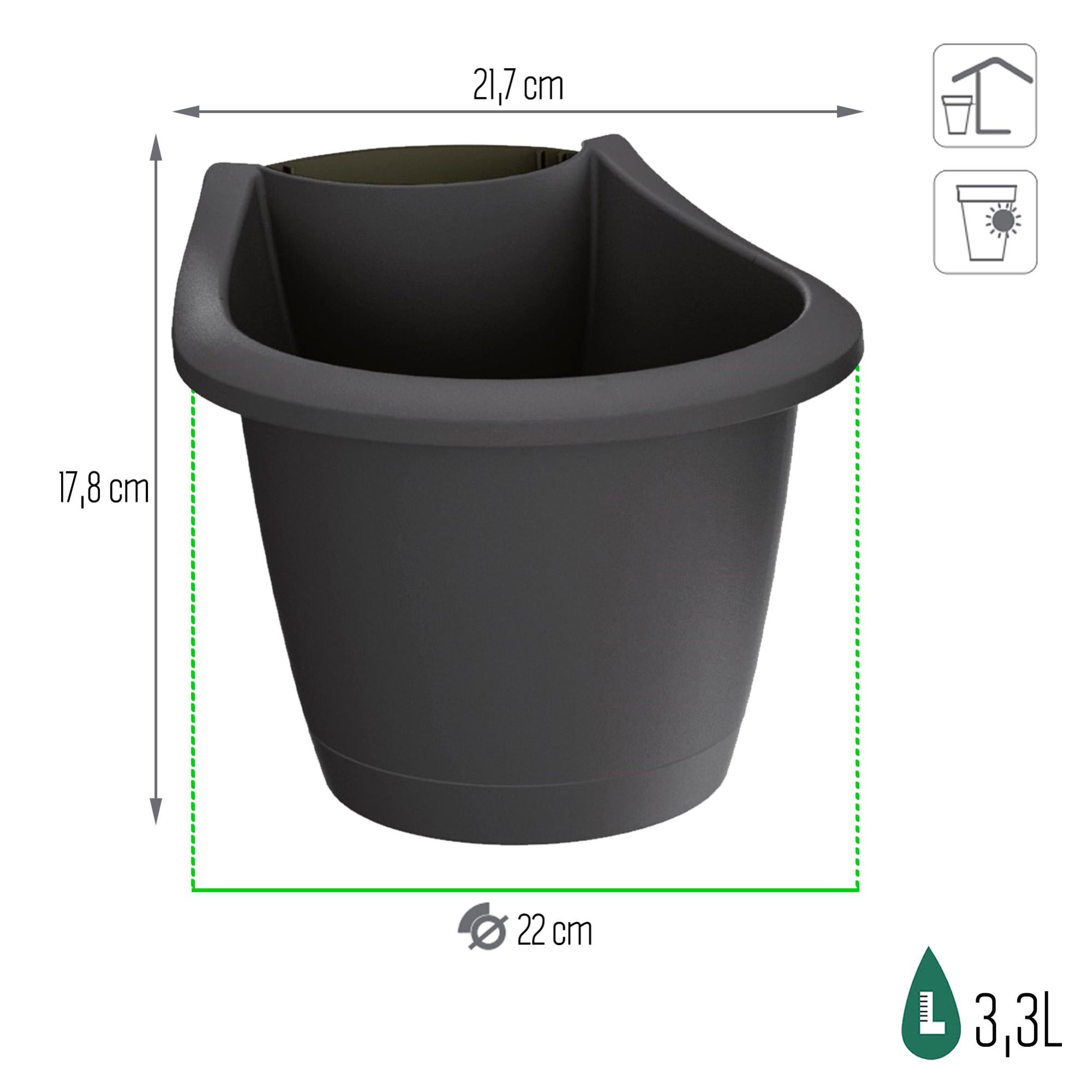 Prosperplast Terra Vaso Quadrato 42 Litri: Fioriera In Plastica Antracite 45x45x35 Cm, Resistente E Stabile