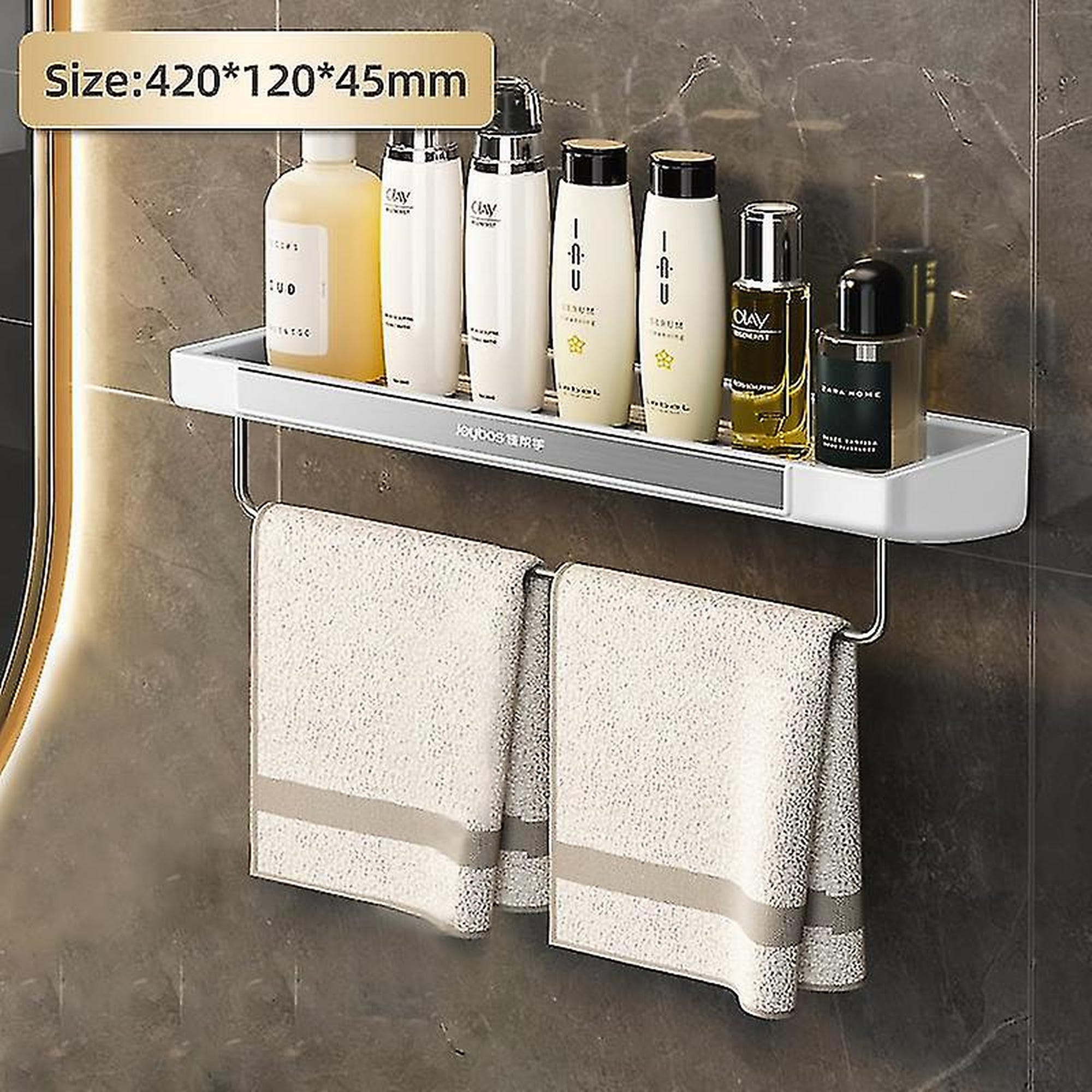 Estantería baño estantería rectangular ducha 2 niveles aluminio 39