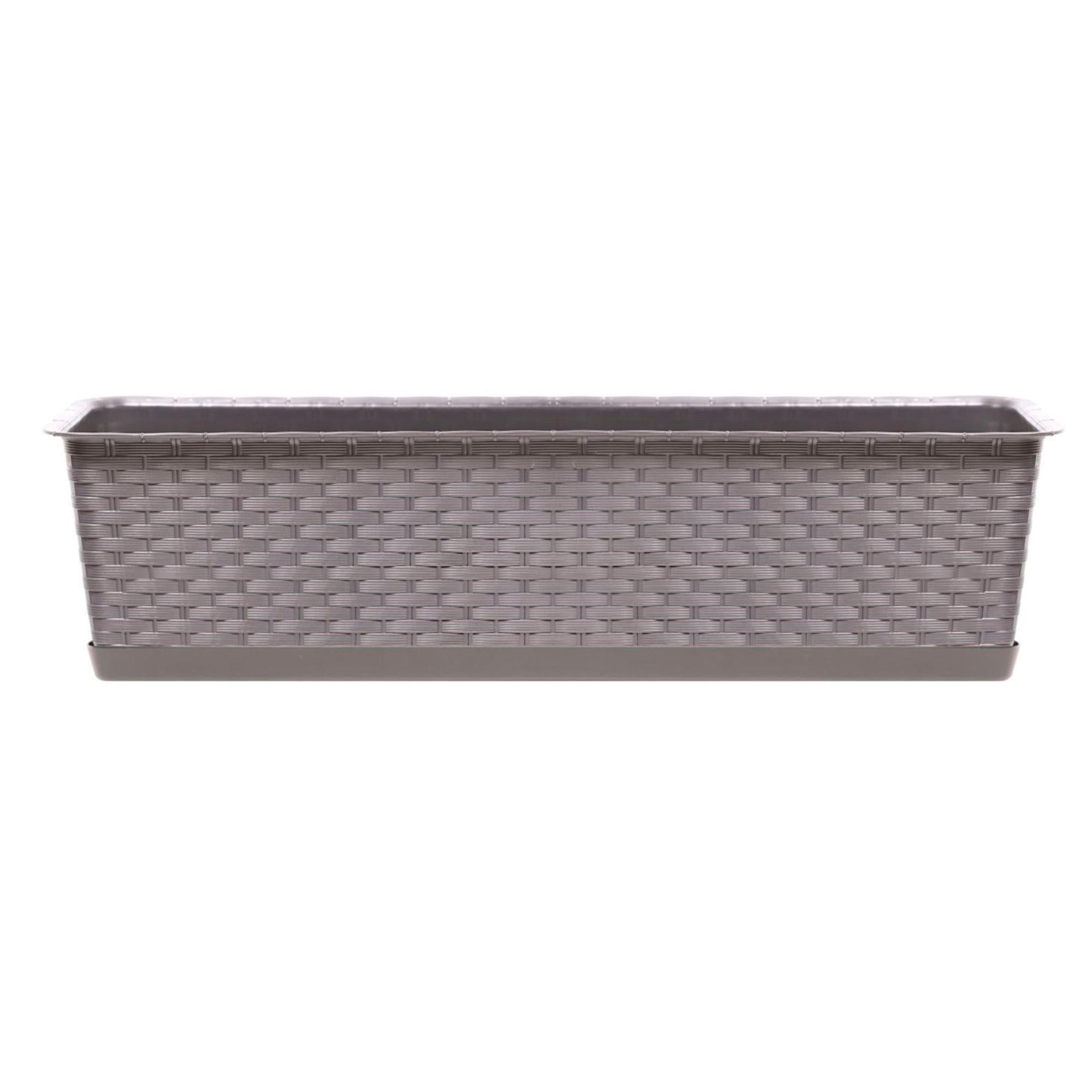 Jardinière De Balcon Boardee 38x14x13 Cm - 4,9L, Blanc, Plastique Résistant Gel, Pour Fleurs, Herbes Aromatiques - 7