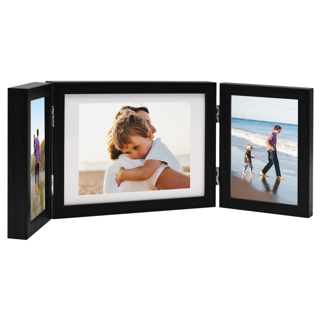 Maison Exclusive - Cornici Portafoto a Libro Nere 22x15cm +2x(10x15)cm