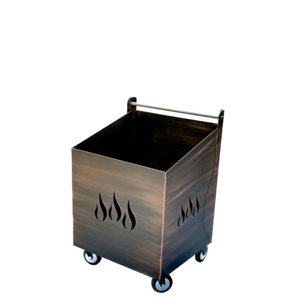 Carrello Portalegna Angelo Pegoraro Con Ruote - Decoro Margherita, Spazzolato Rame, Capacità 100 Kg - Foto 4