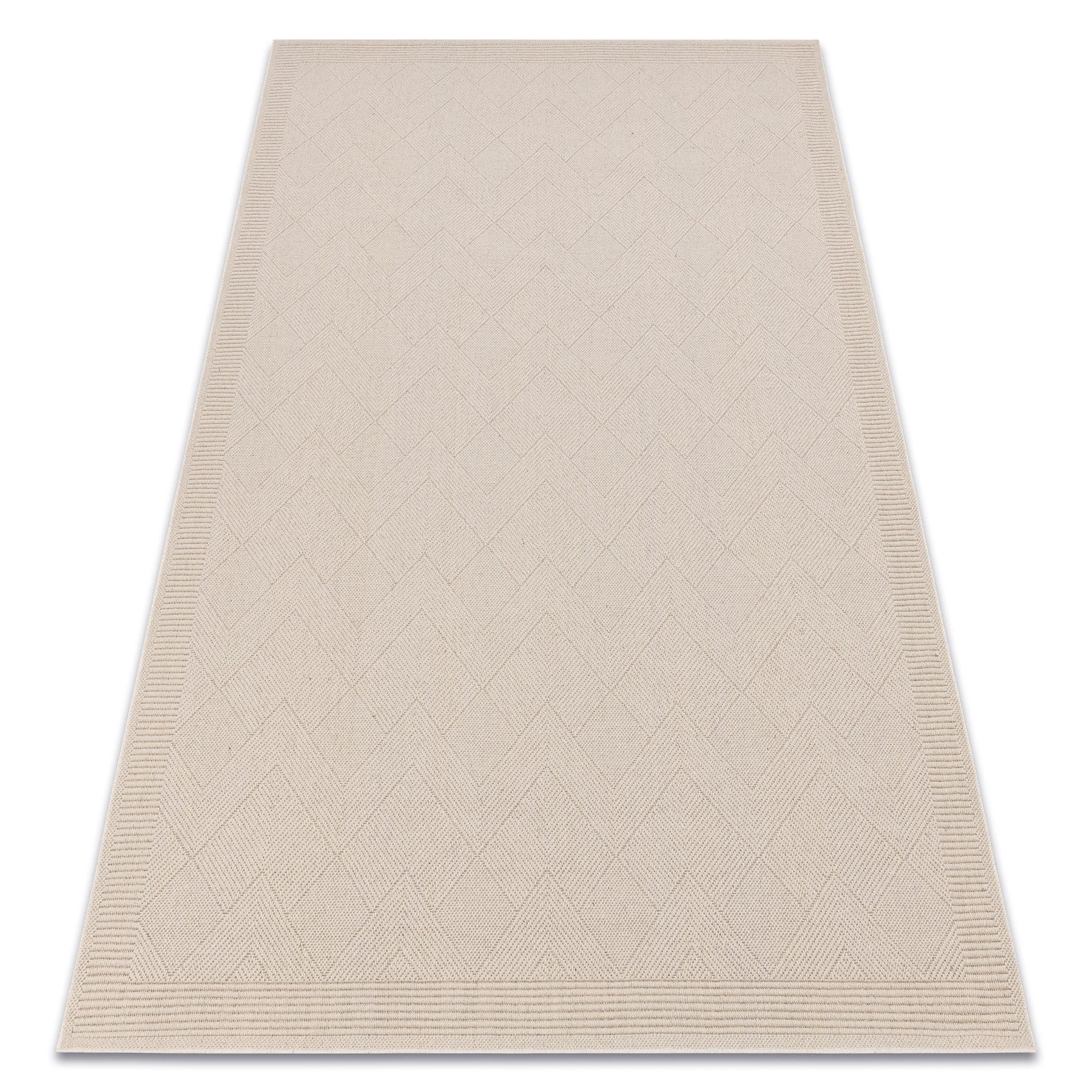 Tappeto in lana VILLA 7636/68200 Zigzag SIZAL, tessitura piatta beige  160x230 cm