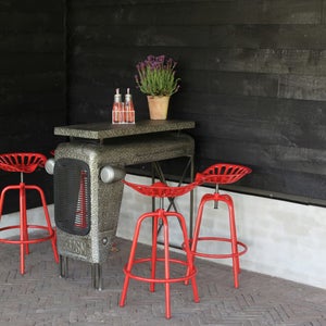 Tabouret tracteur pivotant et réglable en hauteur rouge antique