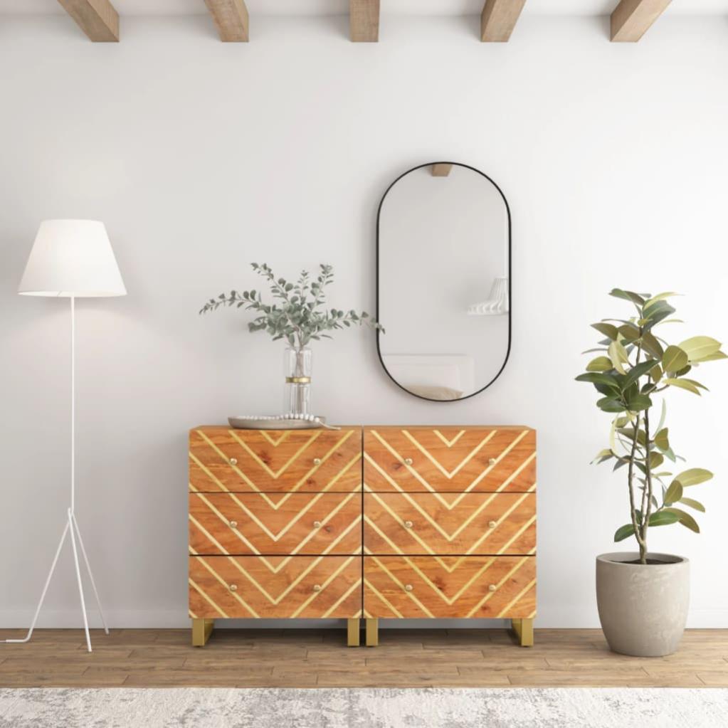 Credenza 2 Cassetti 53x31x72 cm Legno Massello di Mango e Ferro vidaXL