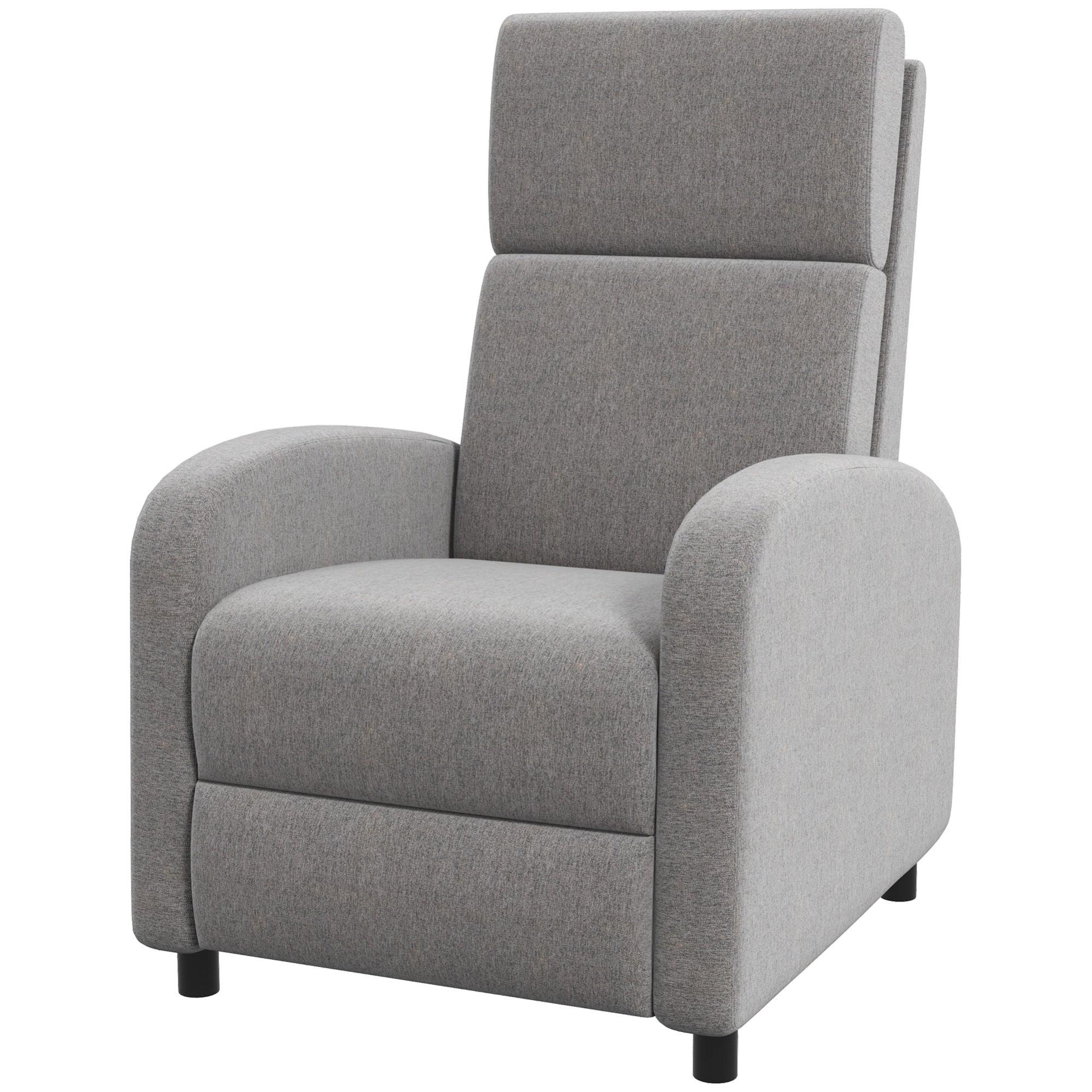 Furnimart Poltrona Reclinabile Manuale In Ciniglia Beige - Compatta Per Piccoli Spazi, Supporta 158 Kg, Cuscino Imbottito