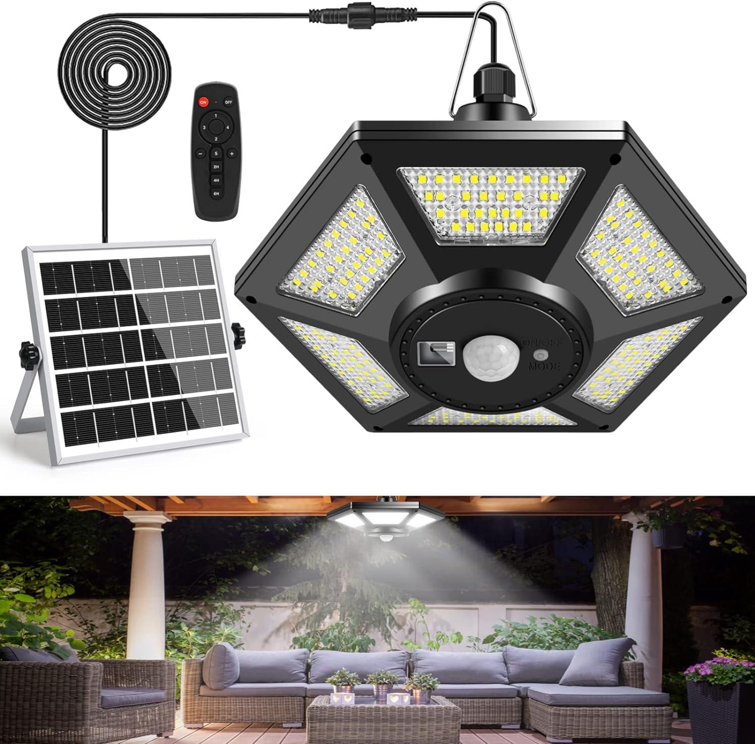 Lampe Solaire Extérieur 328LED/3 Modes, Lumière Solaire Extérieure avec Télécommande, Eclairage