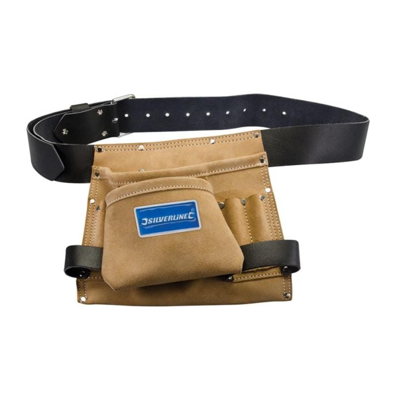 Ceinture sacoche daim et cuir 8 poches outils clous 260 x 230 mm