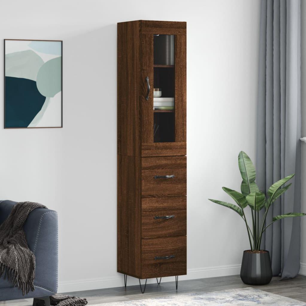 Mobiletto Con Cassetto VidaXL In Rovere Marrone - 40x46x81,5 Cm, Legno Multistrato Per Cucina - Foto 4