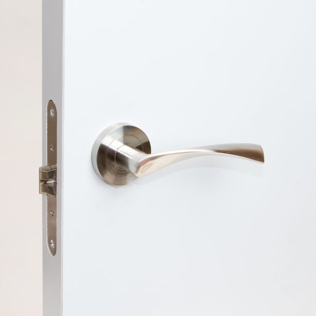 Emuca - Poignée de porte intérieur, ensemble de poignées de porte avec  plaque 43x250 mm, Aluminium et zamak, Nickel satiné. : : Bricolage