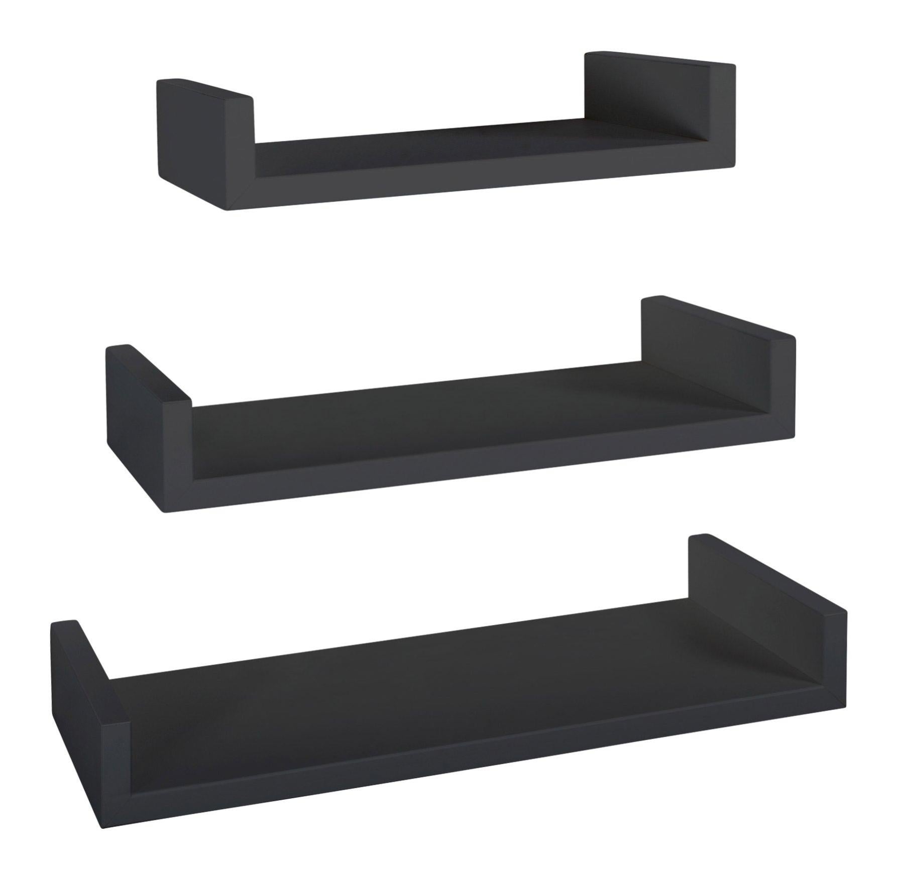 Set Di 3 Mensole Moderne Da Parete Fabbricate In Melaminico Colore Bianco Forme