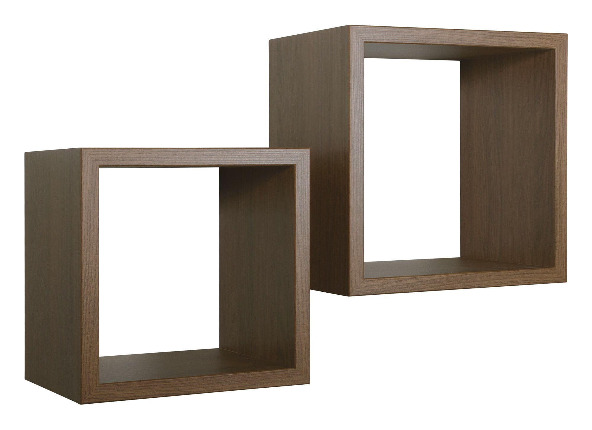 Set 2 Mensole Cubo da Parete Quadrato in Fibra di Legno Q-Bis Maxi Rovere  Tabacco