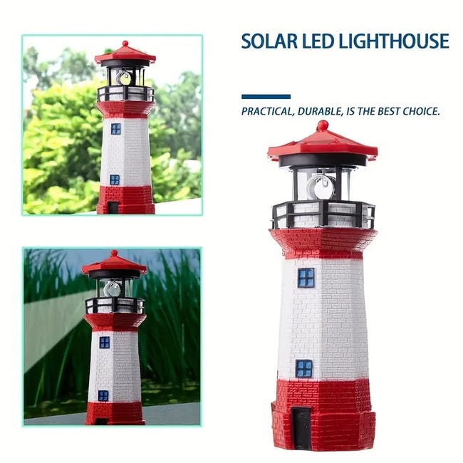 Phare solaire LED avec lampe rotative, lampe de pelouse de clôture de  décoration de jardin de maison de 28CM 1 pièce