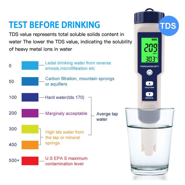 Achetez Tester de Qualité de L'eau Digital Précis TDS Meter 0