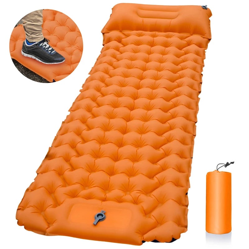 Matelas gonflable de camping avec oreillers, tapis de voyage, lit
