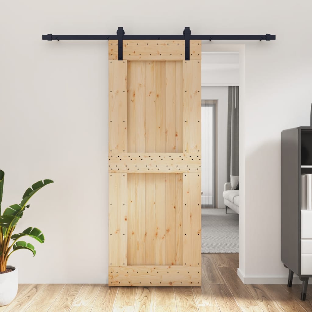 vidaXL Porta Scorrevole con Set Hardware 80x210 cm in Legno di Pino