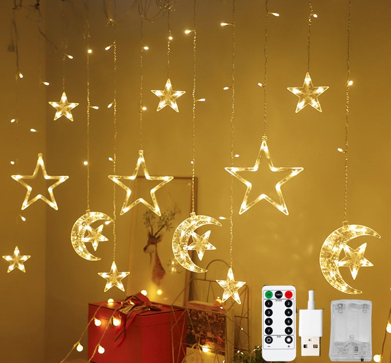 Guirlande lumineuse LED étoiles décoration fête rideau lumineux intérieur  extérieur étanche
