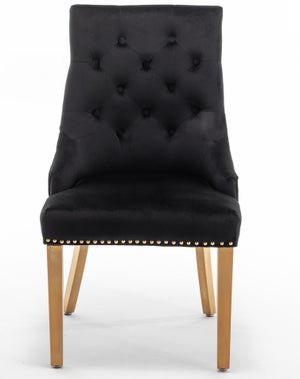 Meyrin - lot de 4 chaises velours noir et pieds métal noir - Conforama