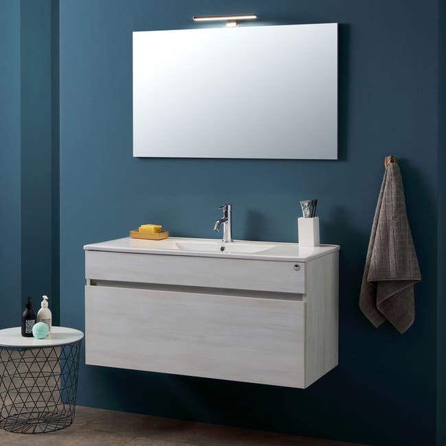 Meuble De Salle De Bain Suspendu 100 Cm Avec Tiroir Promenade Serie Sole Leroy Merlin